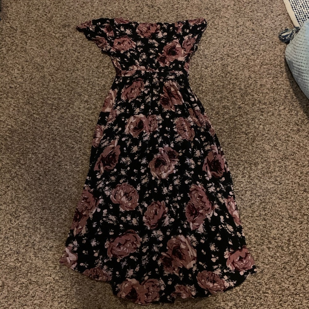Floral high low button down dress